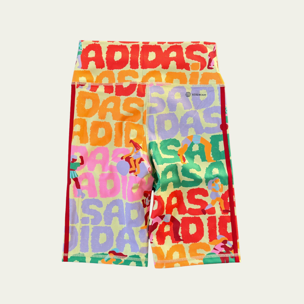 NWT Adidas FARM Rio Bike Shorts Pearl Citrine sz Medium Colorful Vibrant Collab - Picture 4 of 7